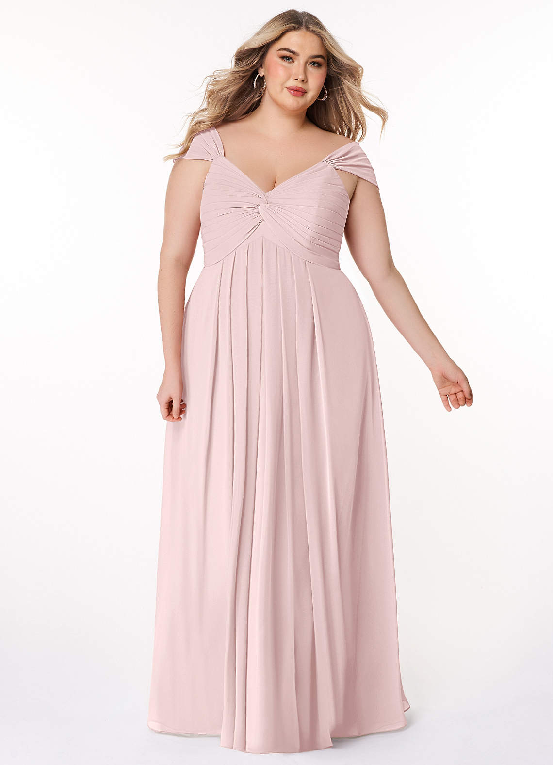 Azazie Kaitlynn Bridesmaid Dresses Blushing Pink Empire Ruched Chiffon Convertible Dress image1