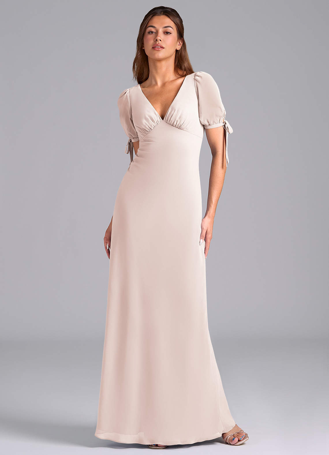 Azazie Pheby Abiti da Damigella Abito A-Line in Chiffon Plissettato Petalo Di Rosa image1