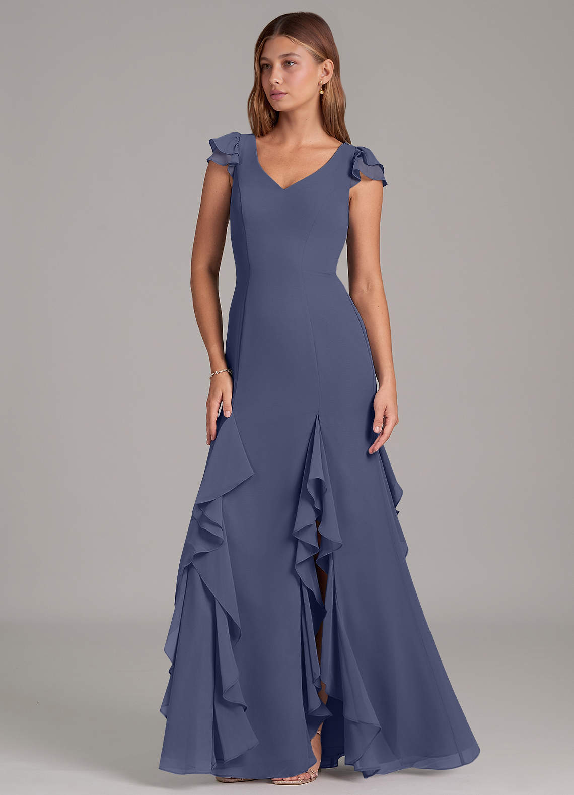 Azazie Nessa Bridesmaid Dresses Stormy A-Line Chiffon Dress image1