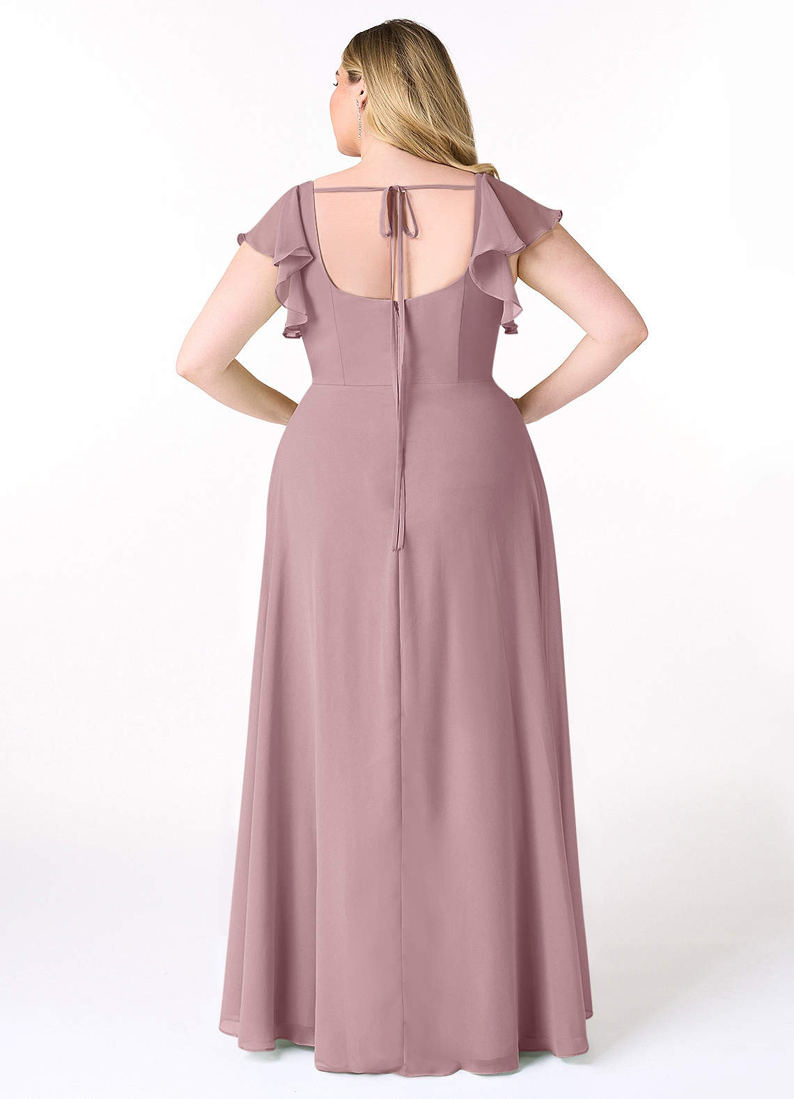 Azazie Bondi Bridesmaid Dresses Dusty Rose A-Line Ruffled Chiffon Dress image7