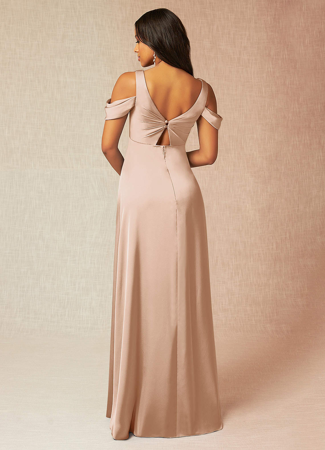 Azazie Rhea Maternity Bridesmaid Dresses A-Line Off-The-Shouler Pleated Stretch Satin Floor-Length Dress image1