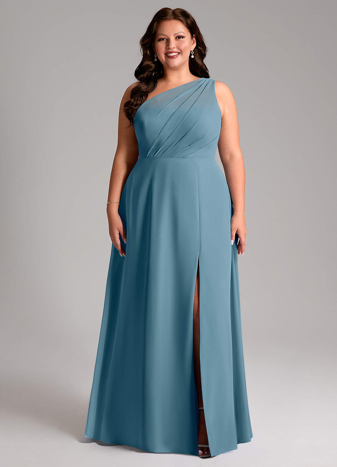 Azazie Phaedra Bridesmaid Dresses Bermuda A-Line One Shoulder Chiffon Dress image1