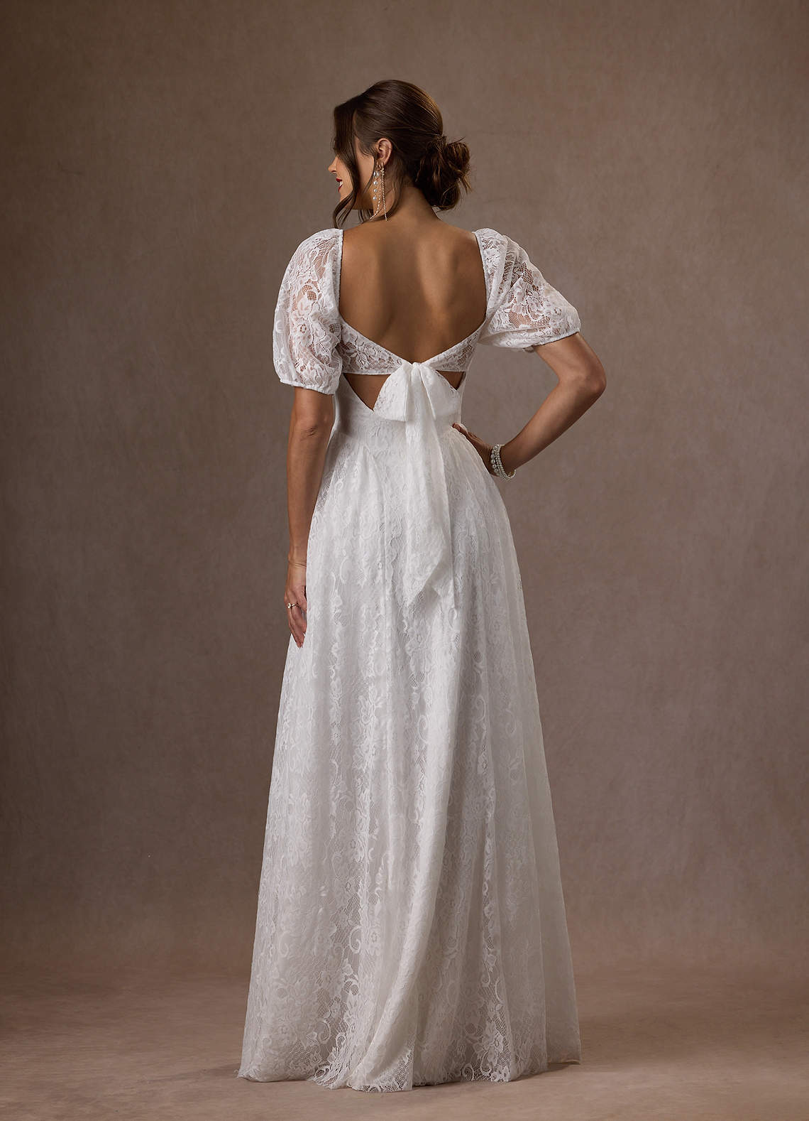 Azazie Britt Wedding Dresses Diamond White A-Line Sweetheart Neckline Lace Dress image7