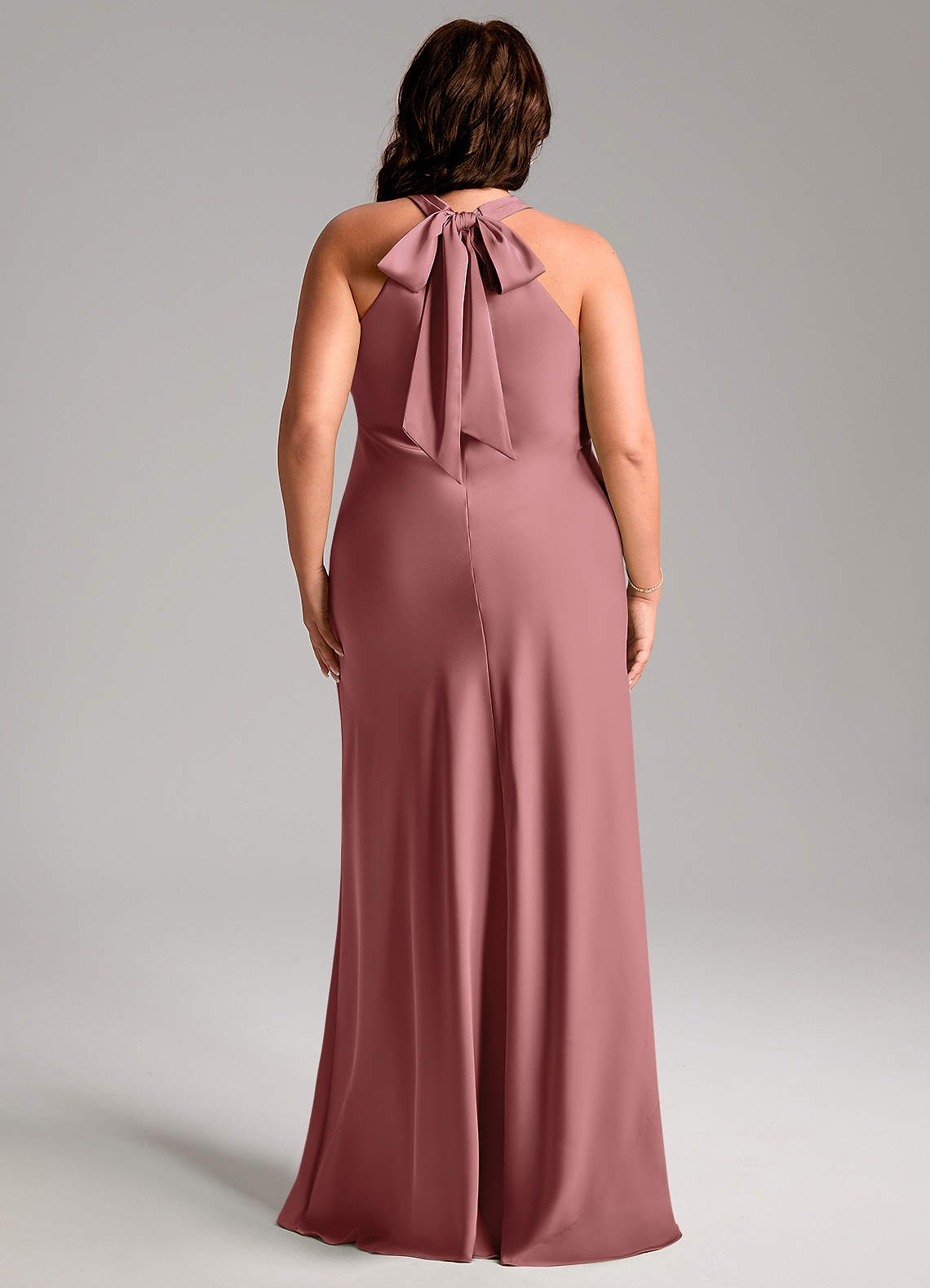 Azazie Doretta Bridesmaid Dresses Amethyst Mermaid Pleated Stretch Satin Dress image11