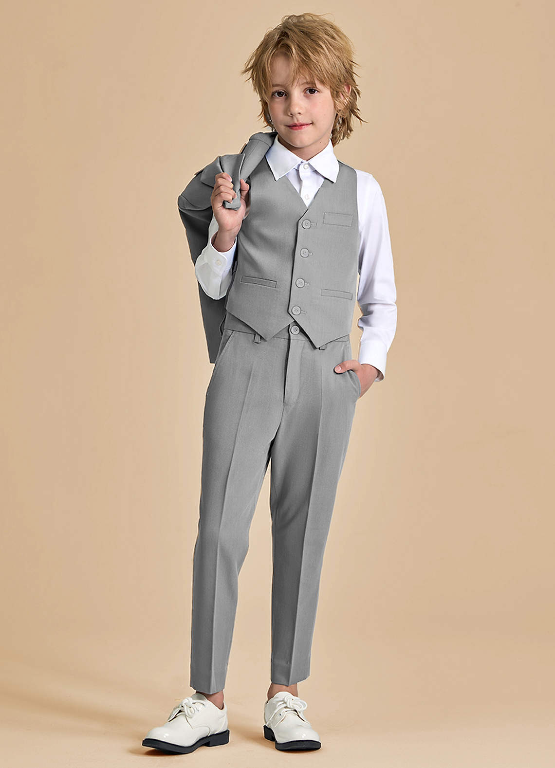 front Oliver Boys Grey 3-Piece Suit