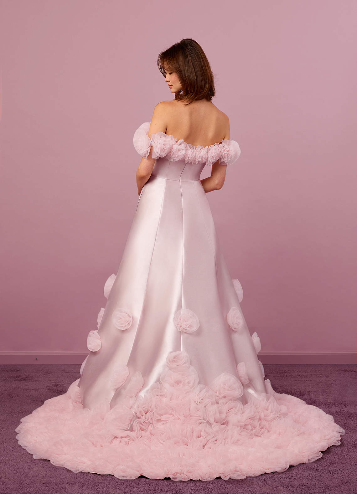 Barbie ♥ Azazie Wedding Dresses Ball-Gown Off the Shoulder Mikado Chapel Train Dress image2