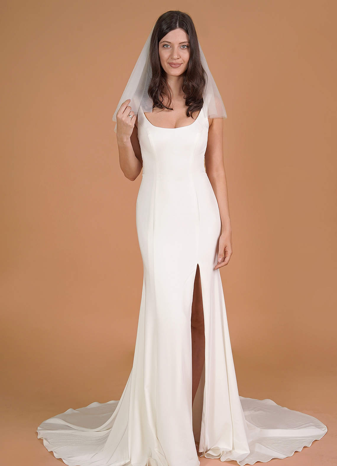 front Lilith Personalized Shoulder Length Veil With Blusher