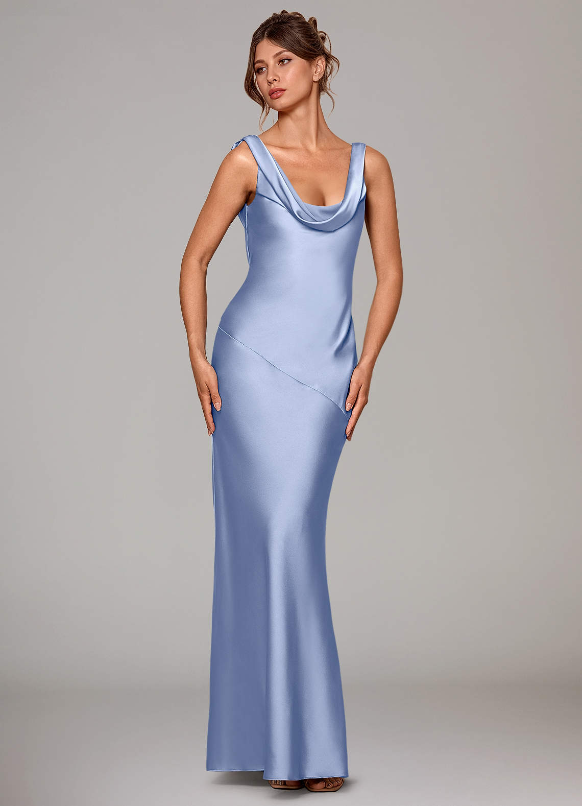 Azazie Rylina Bridesmaid Dresses Ice Mermaid Stretch Satin Dress image2