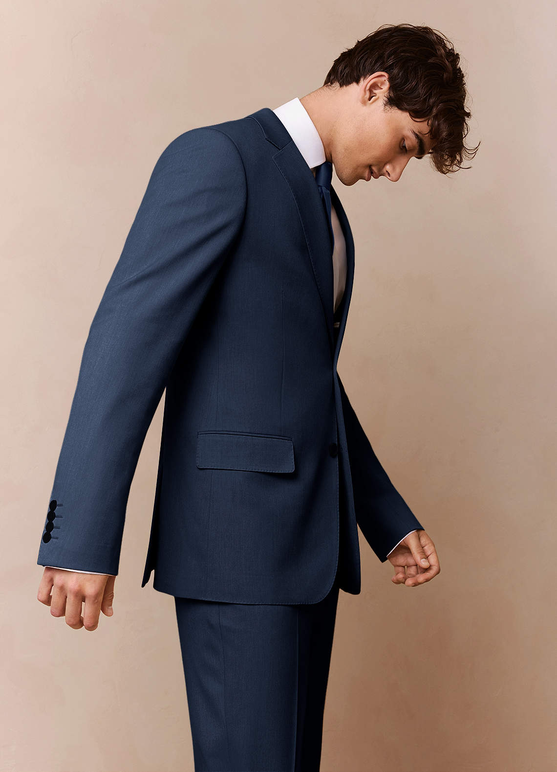 front James Dark Navy Structured Stretch Suit Jacket