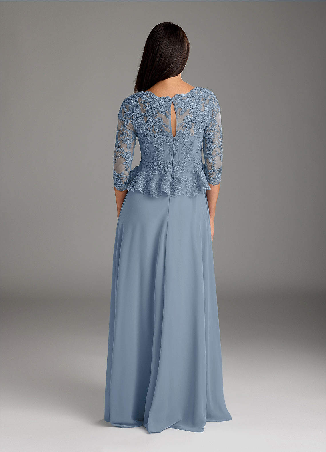 Azazie Averie Mother of the Bride Dresses Dusty Blue A-Line Boatneck Sequins Chiffon Dress image5