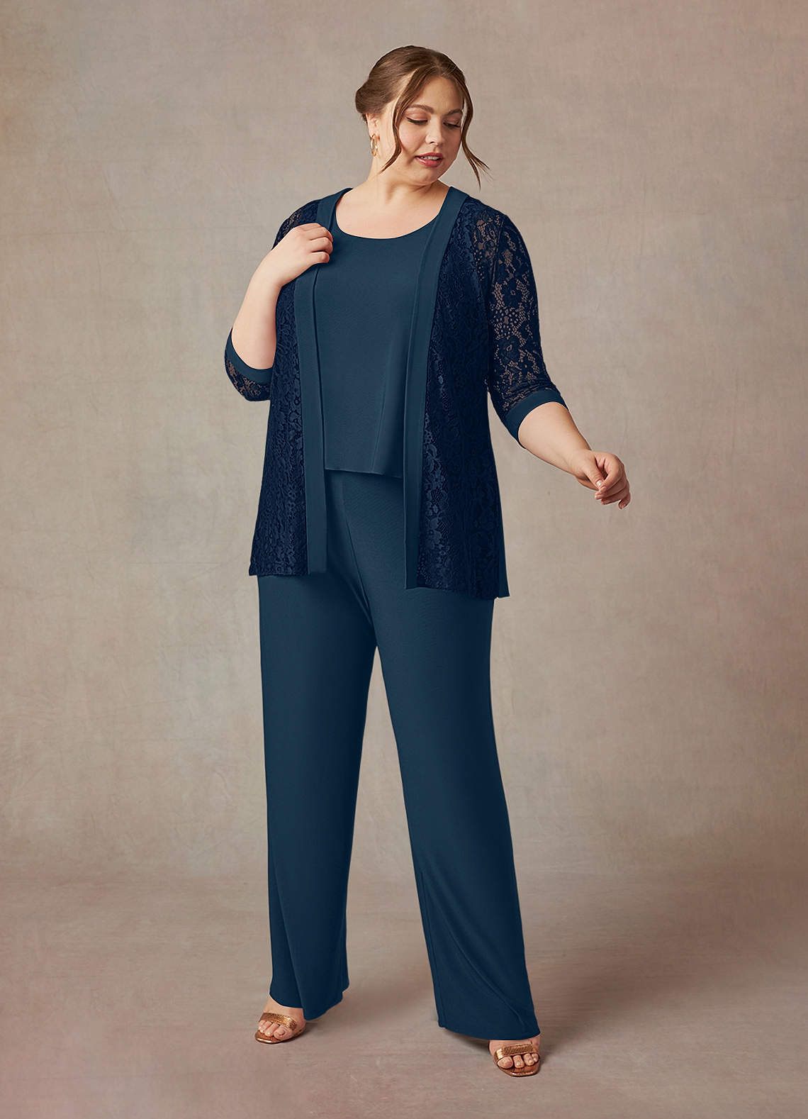 Dark Navy/Neptune Azazie Mamrie Cover Up Lace Jumpsuit/Pantsuit | Azazie