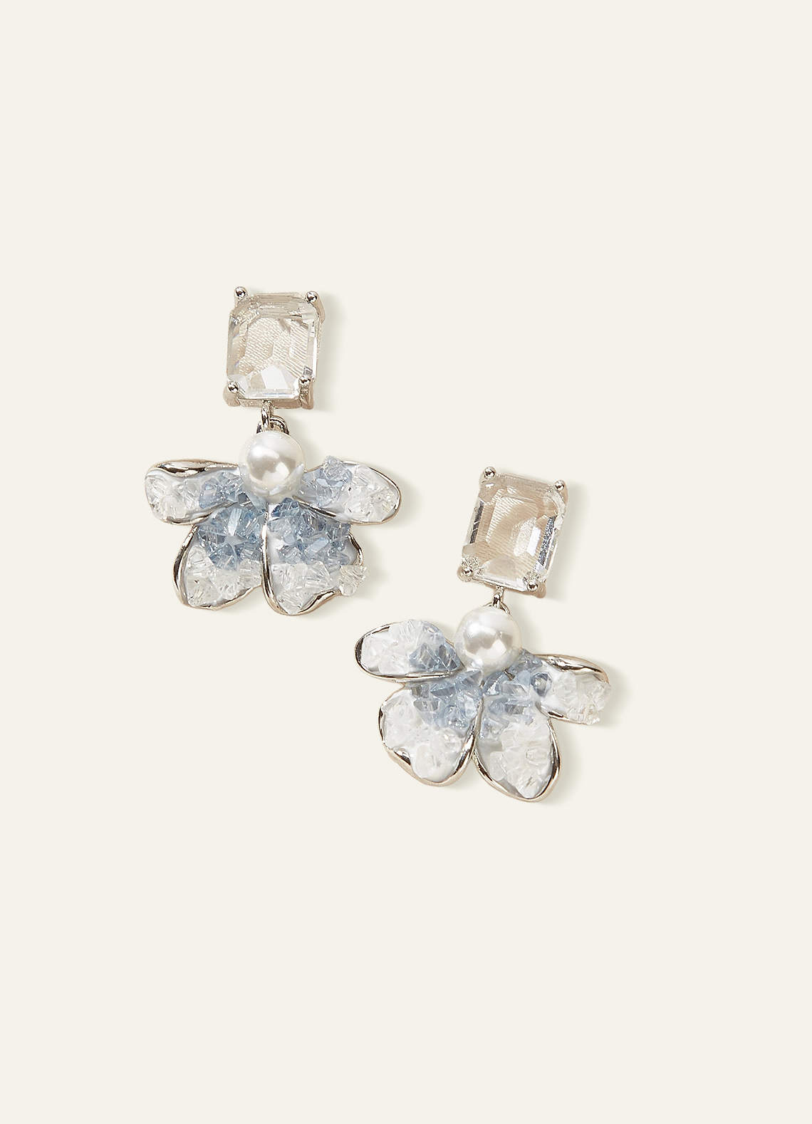front Something Blue Flower Drop Earrings