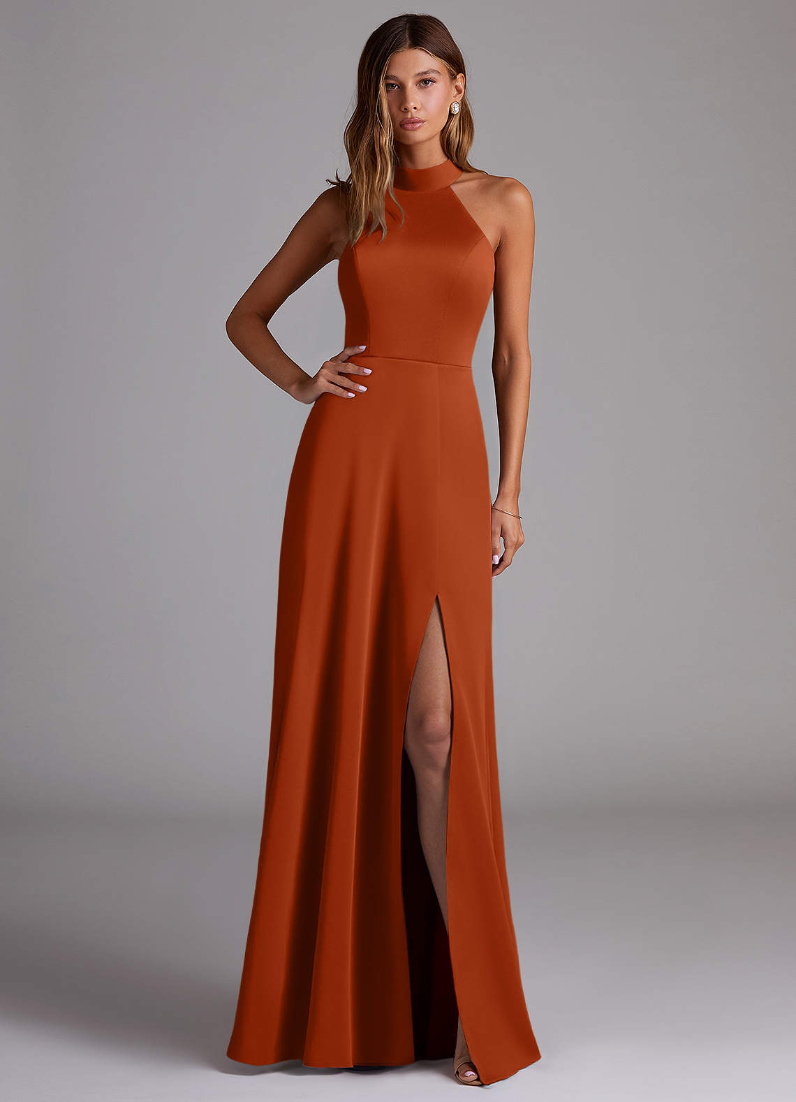 dark blood orange bridesmaid dresses Shop Beige Maxi Dress
