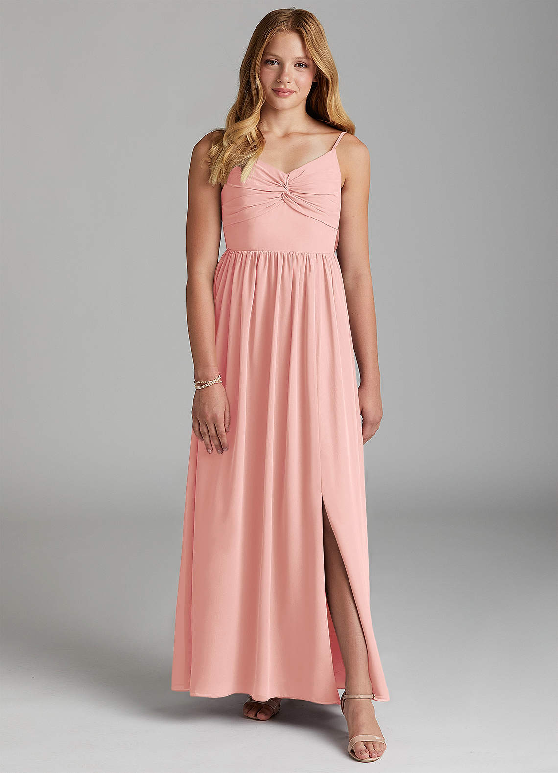 Azazie Zeya Junior Rosette A-Line Chiffon Dress image1