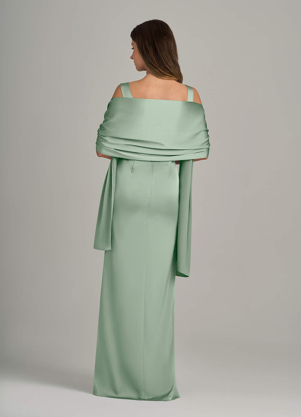 front Azazie Matching Color Ireland Stretch Satin Shawl