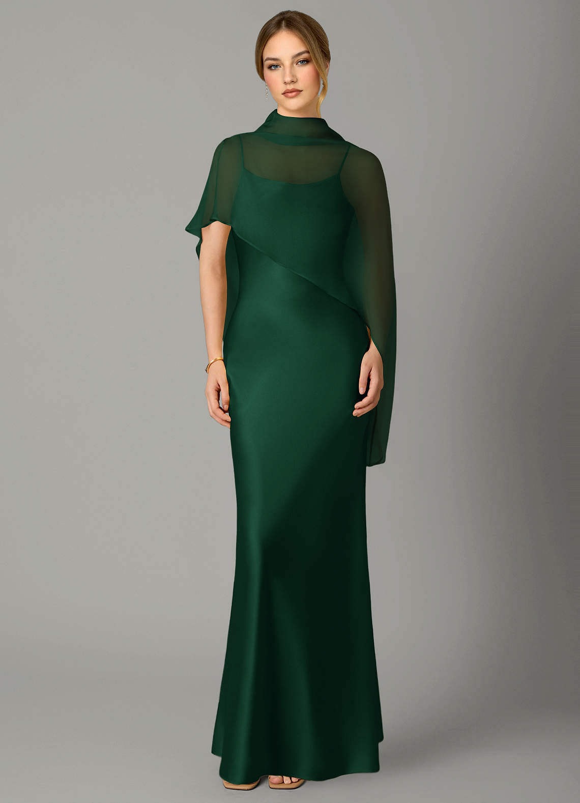 green high neck satin dress Azazie Jaleesa Collection:WK32REPEAT