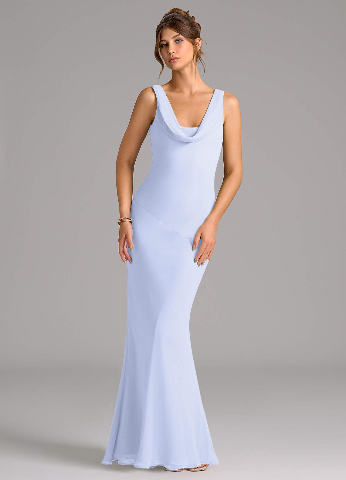 galaxy bridesmaid dresses Lady Black Tie - Lina Satin Cowl Neck Maxi Dress With Draped Back main image 0