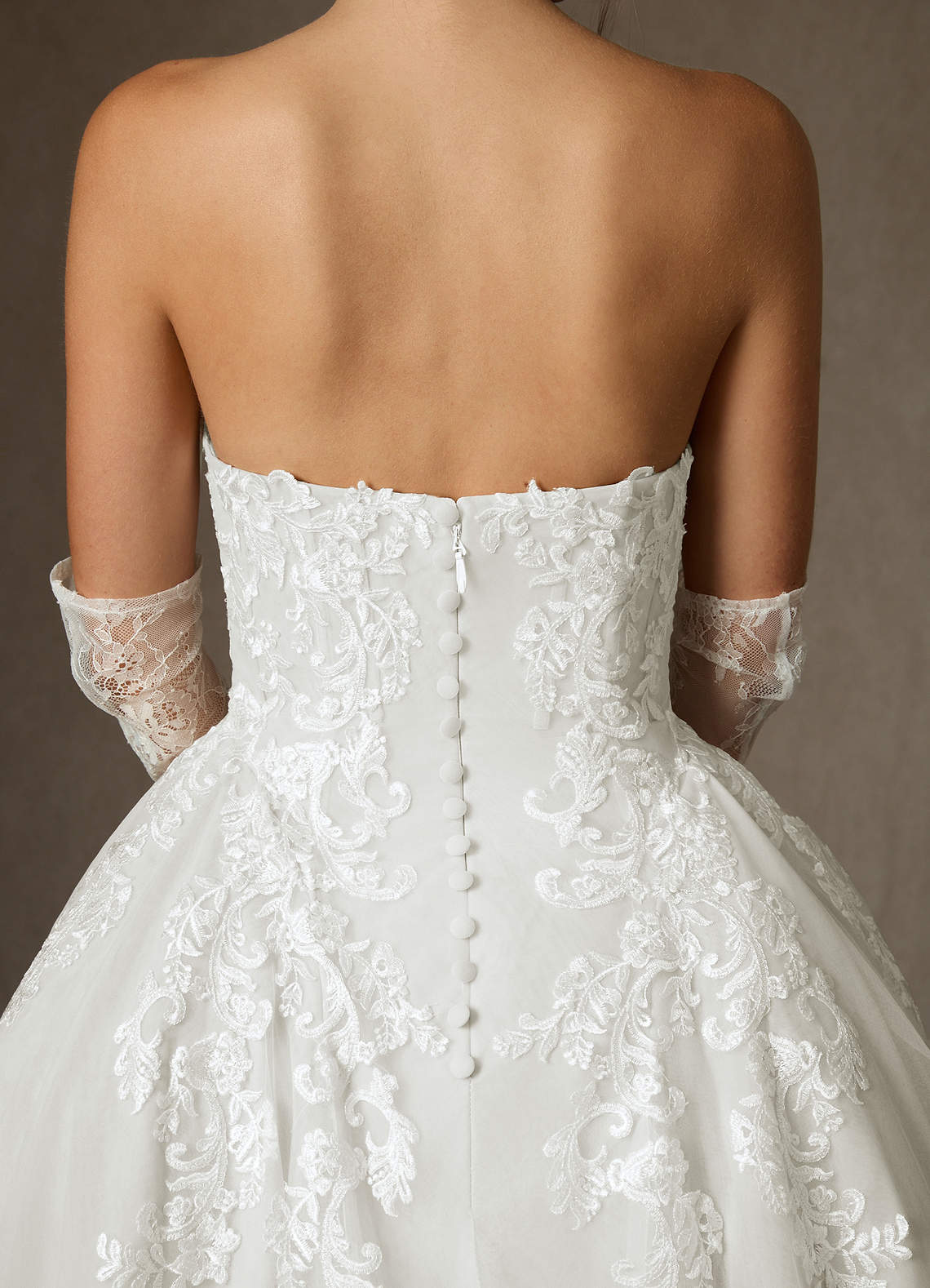 Azazie Sonnet Wedding Dresses Diamond White Ball-Gown Strapless Lace Dress image7