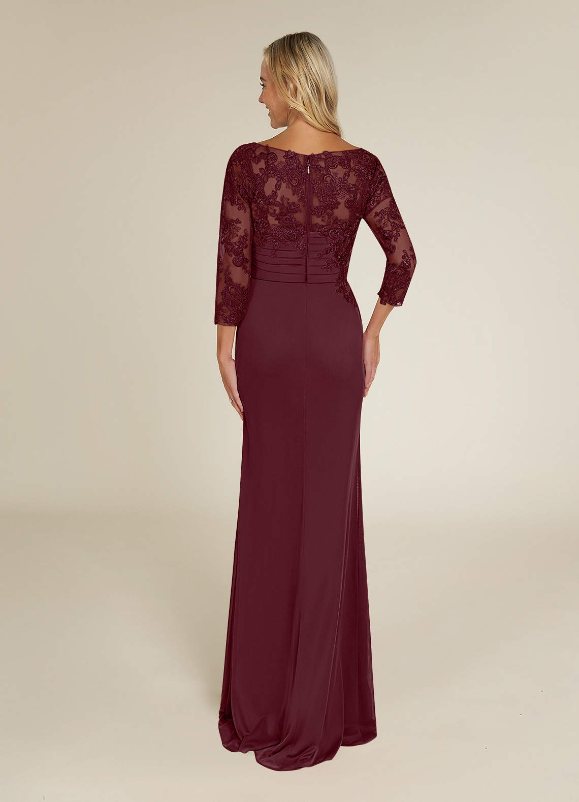 chinese dress ladies Long Sleeves Floor Length Chiffon Lace Mother of The Bride Dress, Steel_Grey main image 1