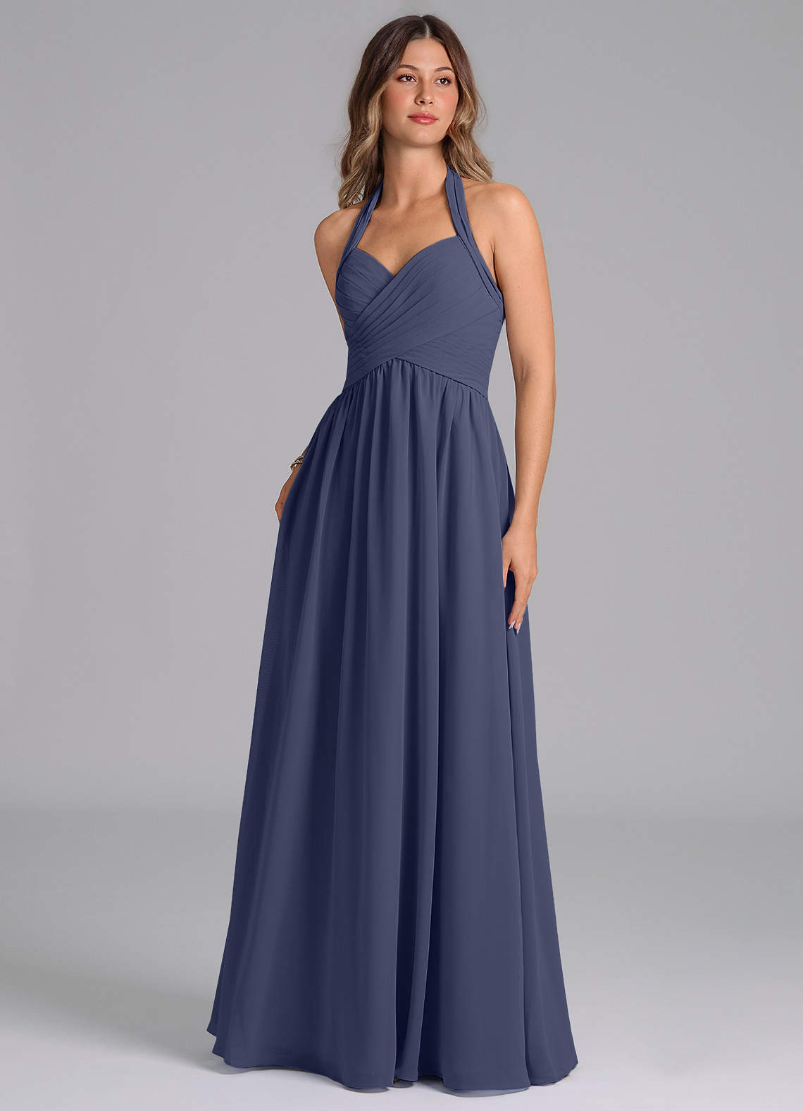 Azazie Darlyn Bridesmaid Dresses Stormy A-Line Pleated Chiffon Dress image1