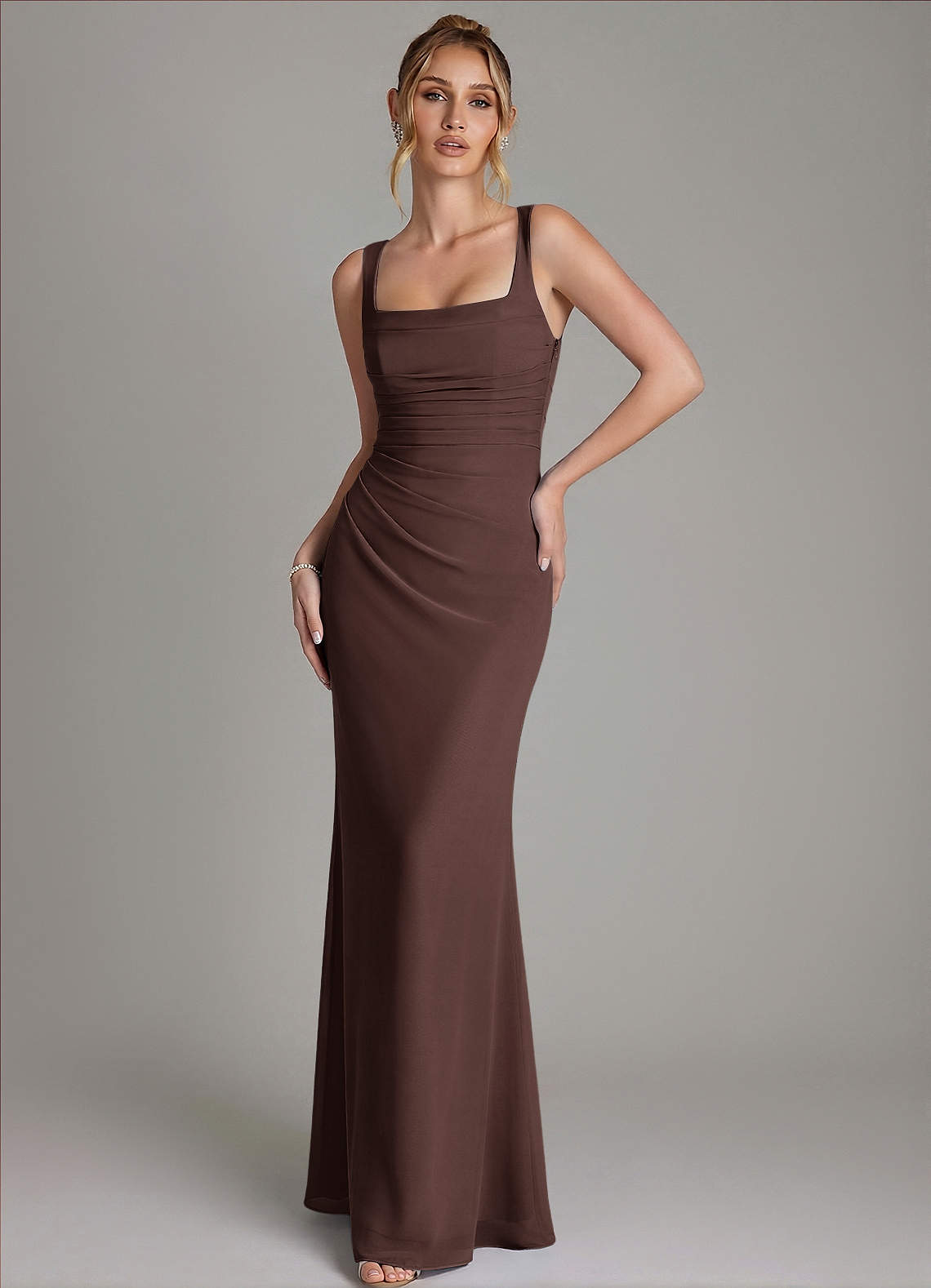 Azazie Agustina Bridesmaid Dresses Ganache Mermaid Corset Chiffon Dress image3