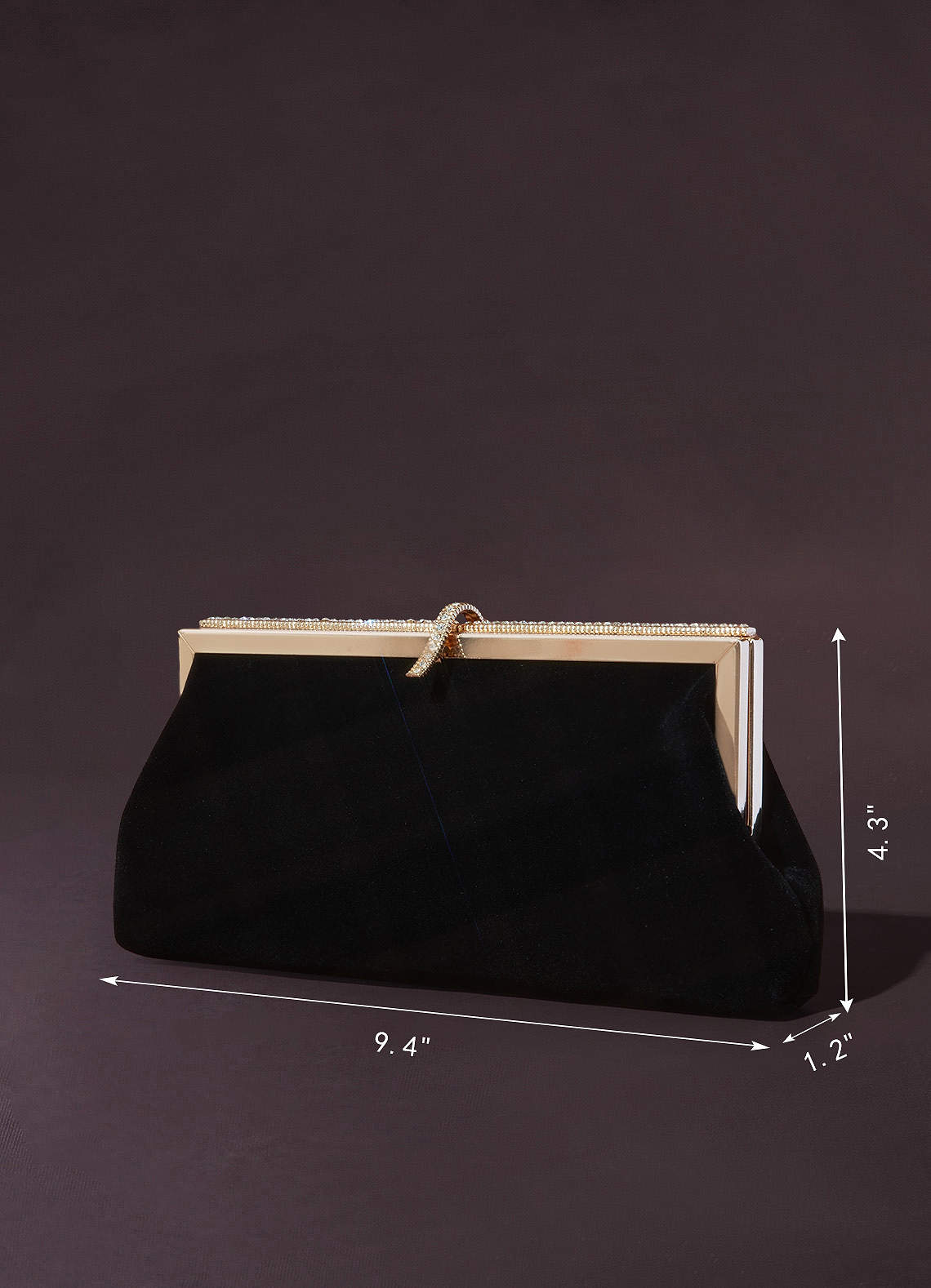 front Elegant Rhinestone Embellished Velvet Clutch Bag