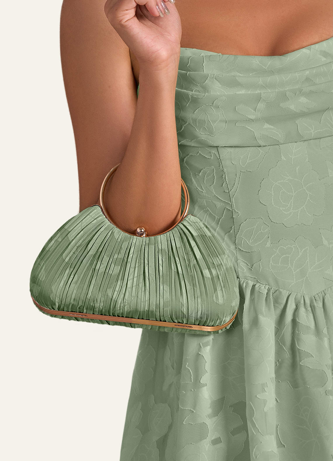 front Bolsa plissada floral burnout com cores combinando