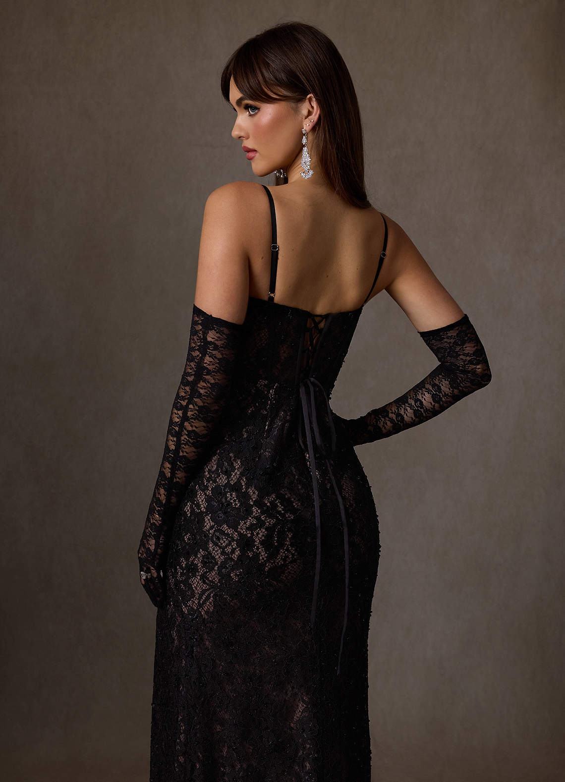 Azazie Jyotsna Robes de mariée Robe Trapèze en Dentelle Noir Nude image4