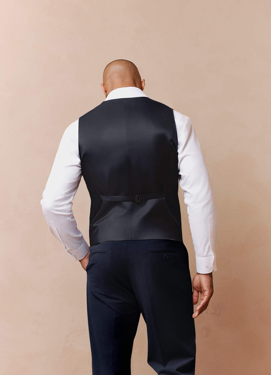 front Savile Navy Blue Wool Blend Suit Vest