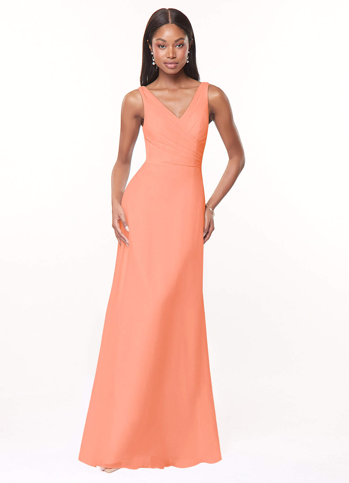 Azazie Nala Bridesmaid Dresses Sunset A-Line Pleated Chiffon Dress image1