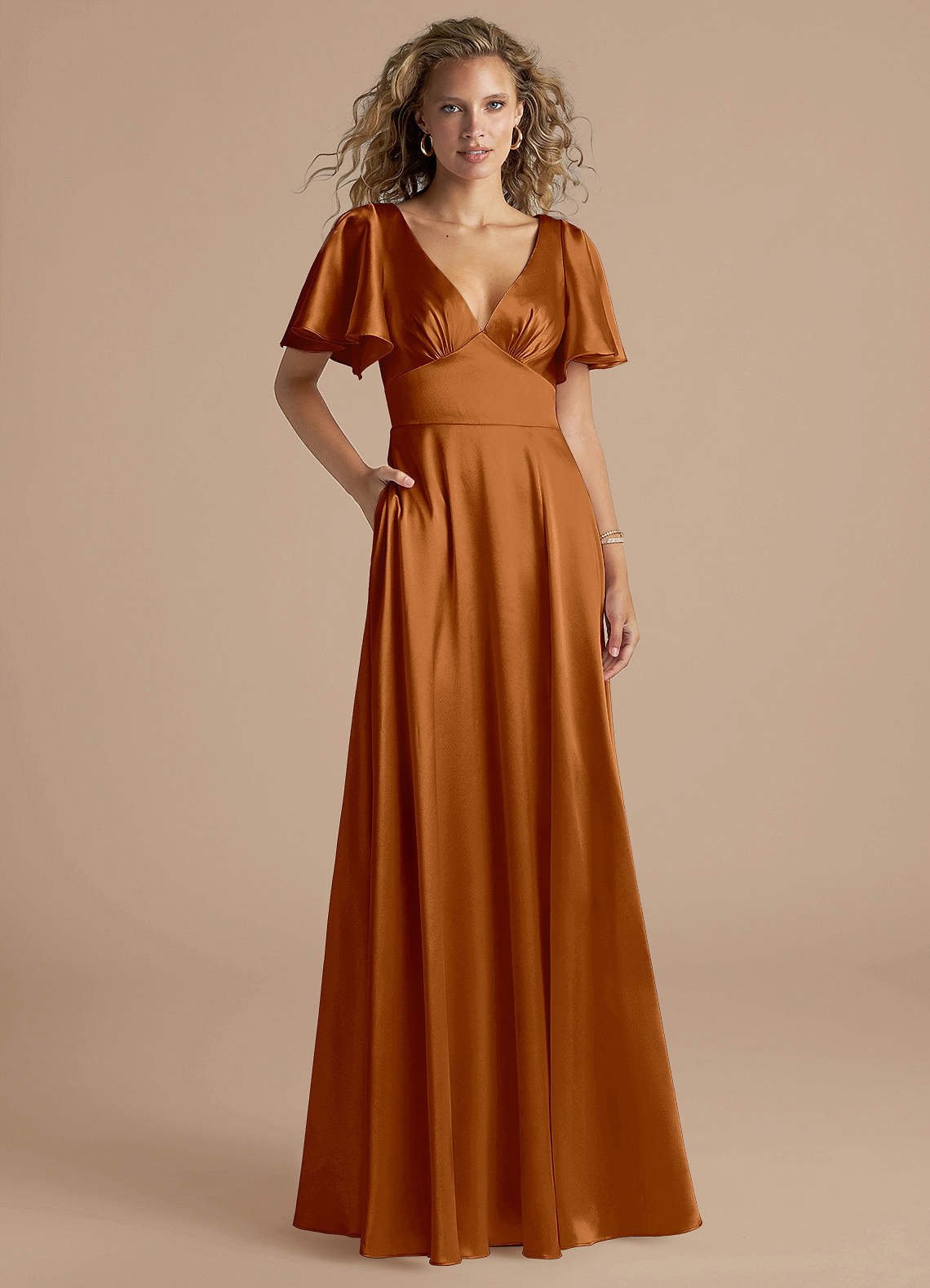 knee length dresses for ladies Metallic Copper Gown main image 1