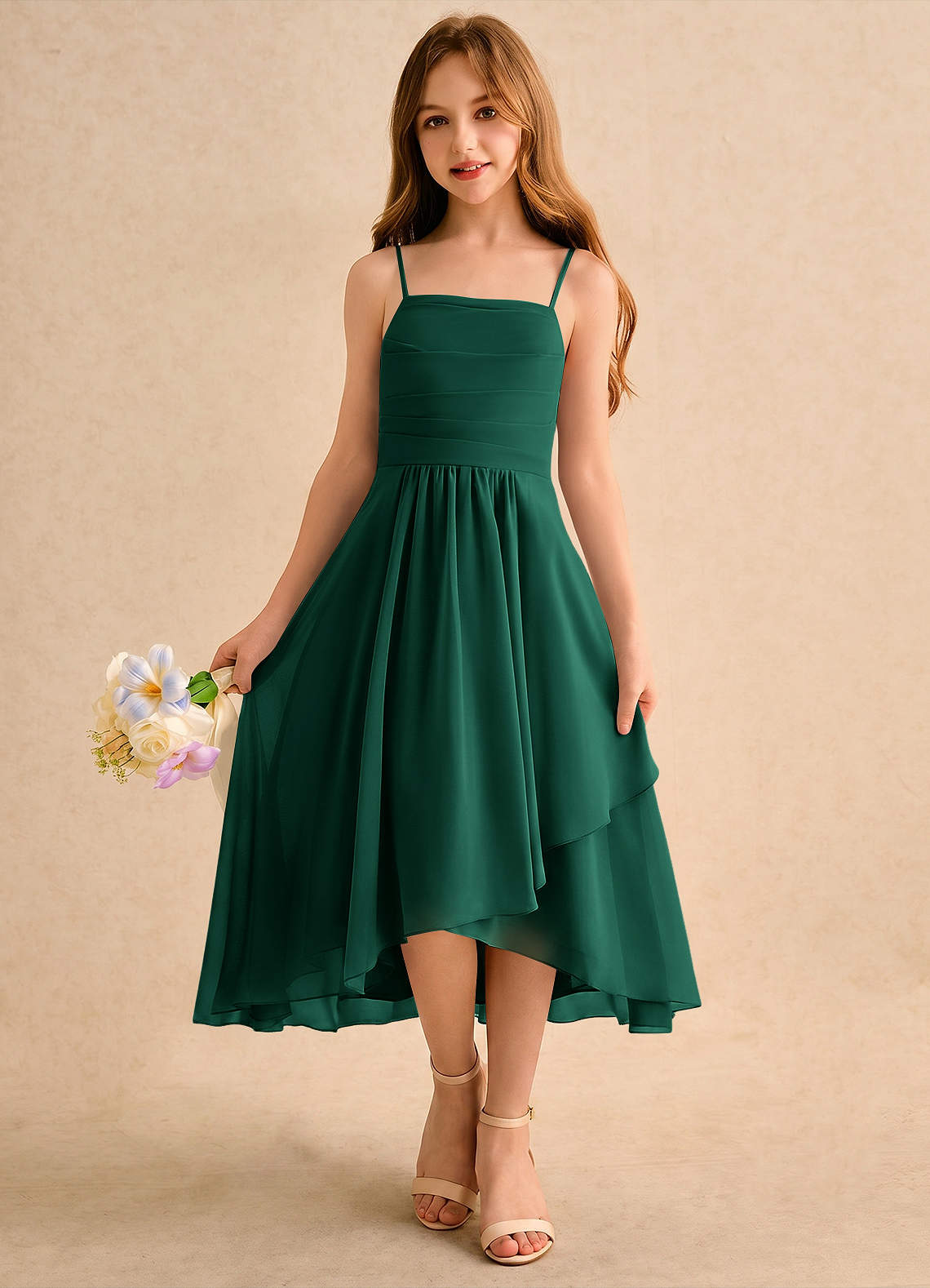 emerald green dance dress Emerald Green Leotard with Half Skirt, Halterneck, Sleeveless, Includes Hand Accessories