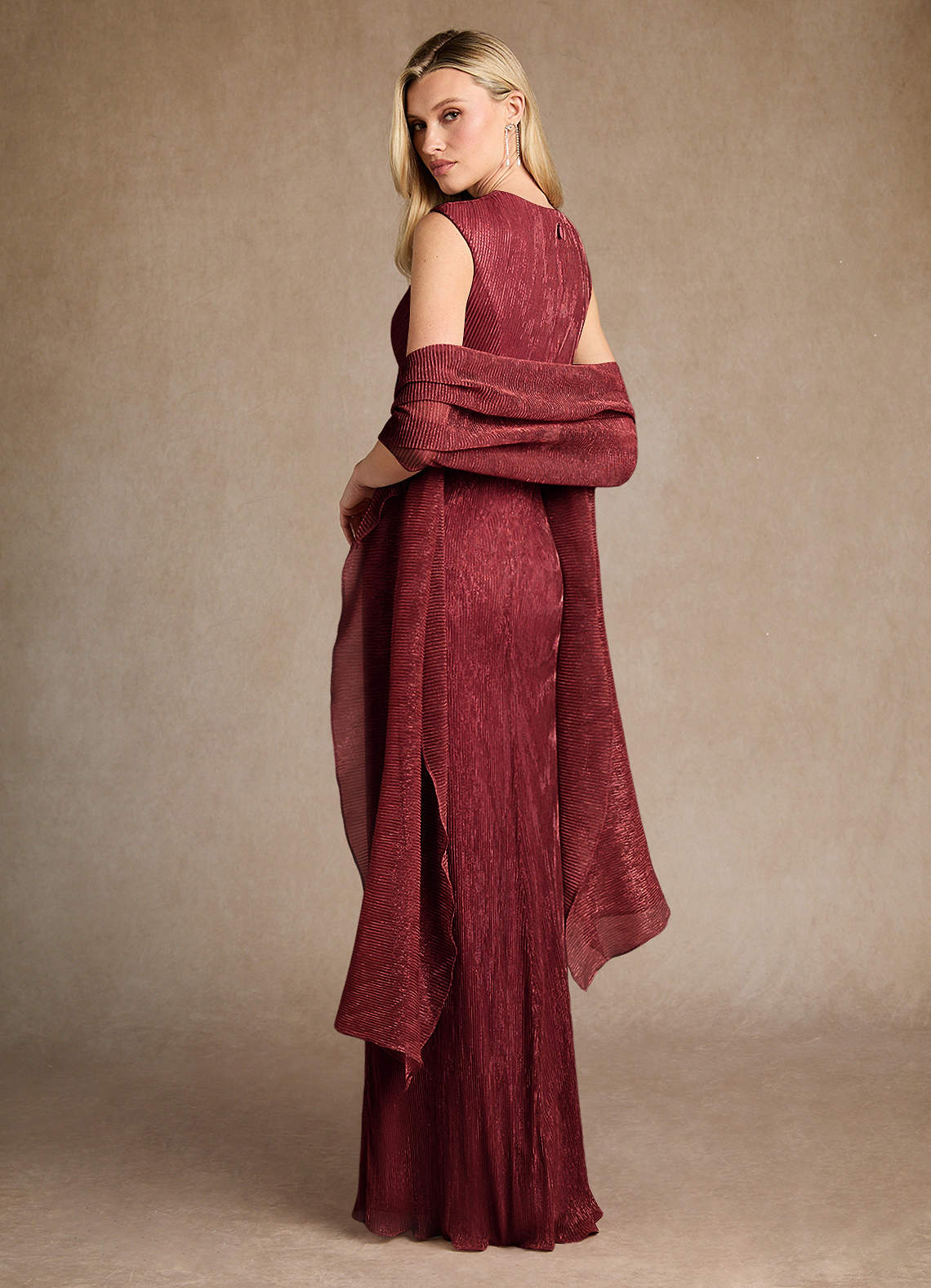 Azazie Salem Mother of the Bride Dresses Ruby A-Line Pleated Metallic Mesh Dress image4