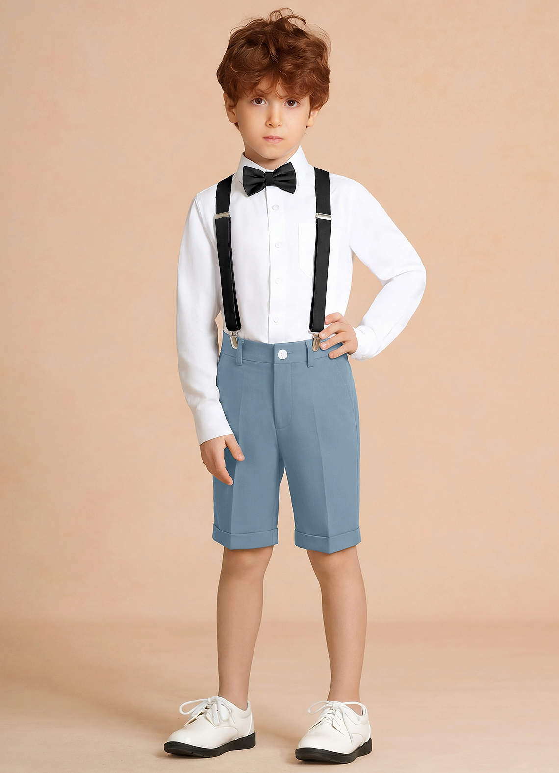front Oliver Light Blue Boy Shorts Suit 4-Piece Set