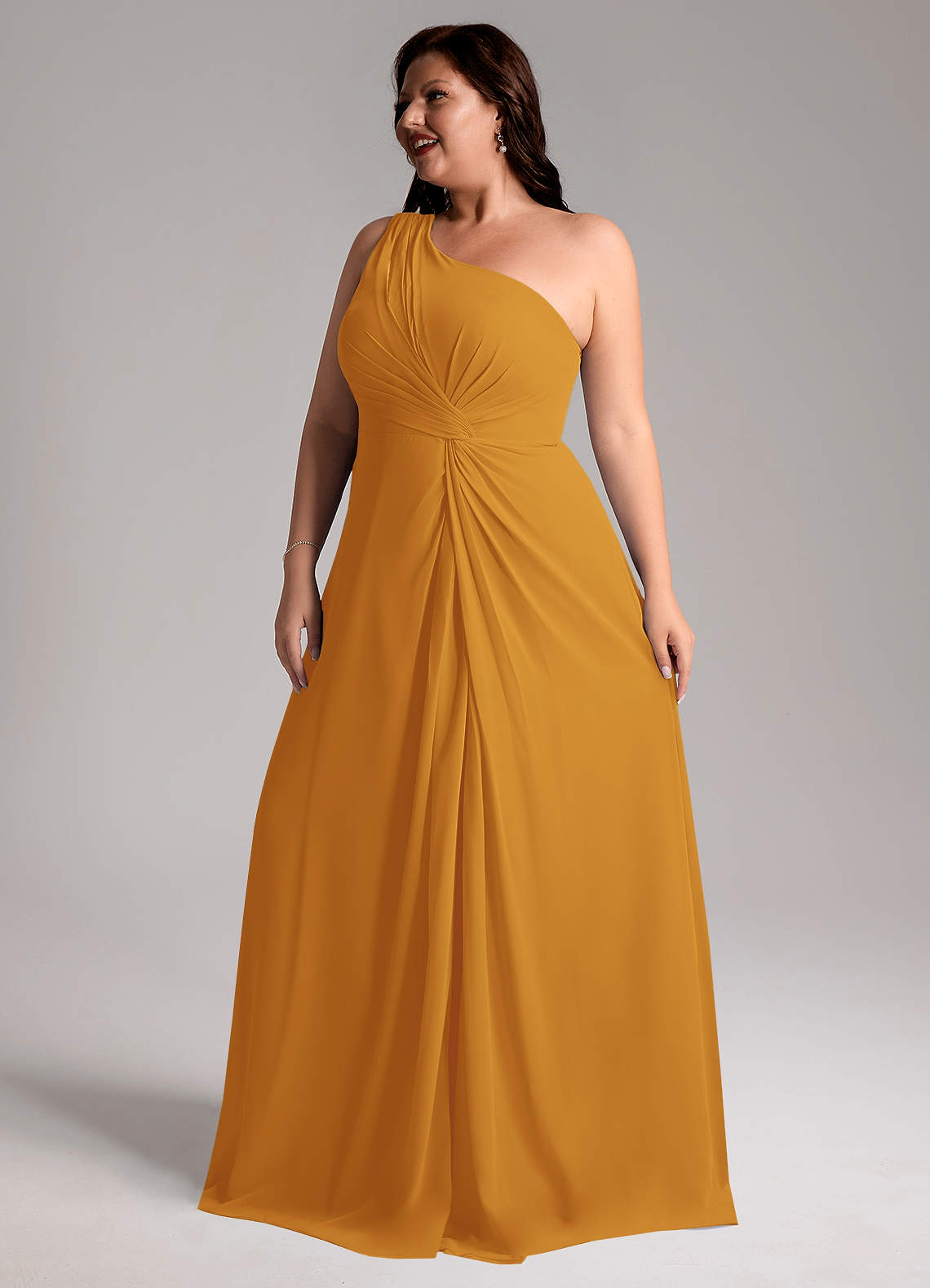 Azazie Brooke Brudepigekjoler En streg En skulder Chiffon Gulv-længde Kjole image12