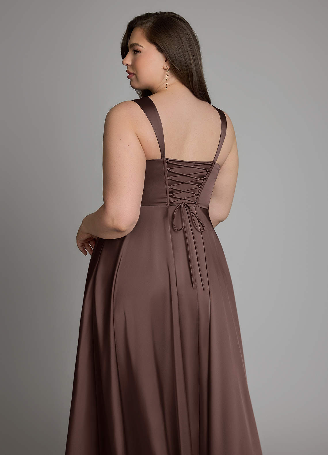Azazie Azaria Bridesmaid Dresses Ganache A-Line Corset Stretch Satin Dress image12