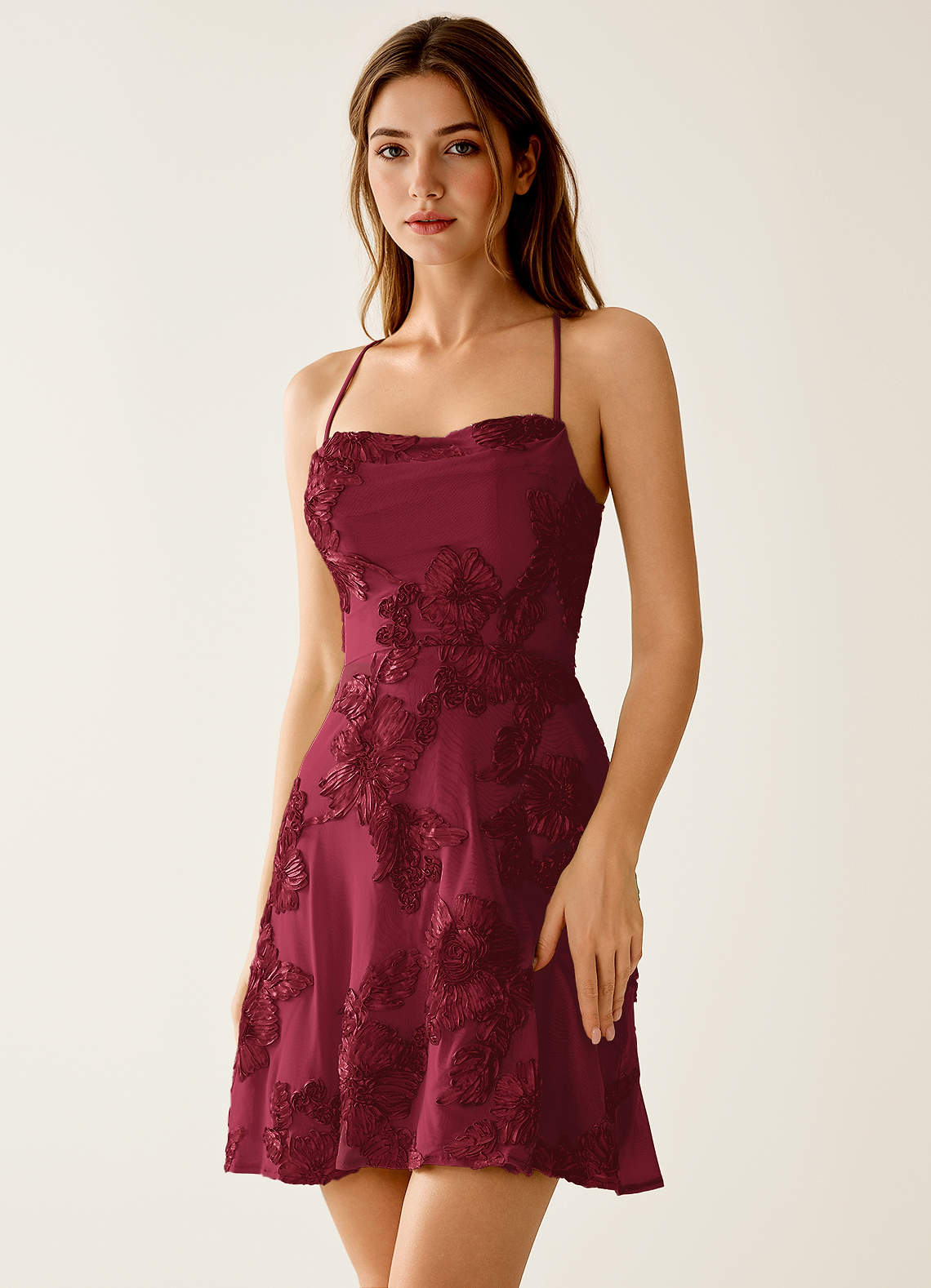 burgundy corset mini dress Burgundy Satin Corset Mini Dress With Lace Up Back Burgundy / 10