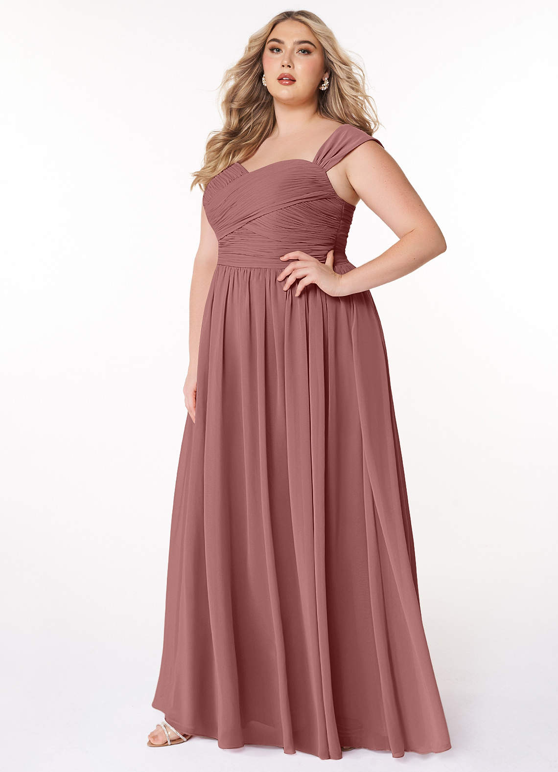 Azazie Zapheira Bridesmaid Dresses Desert Rose A-Line Ruched Chiffon Dress image1