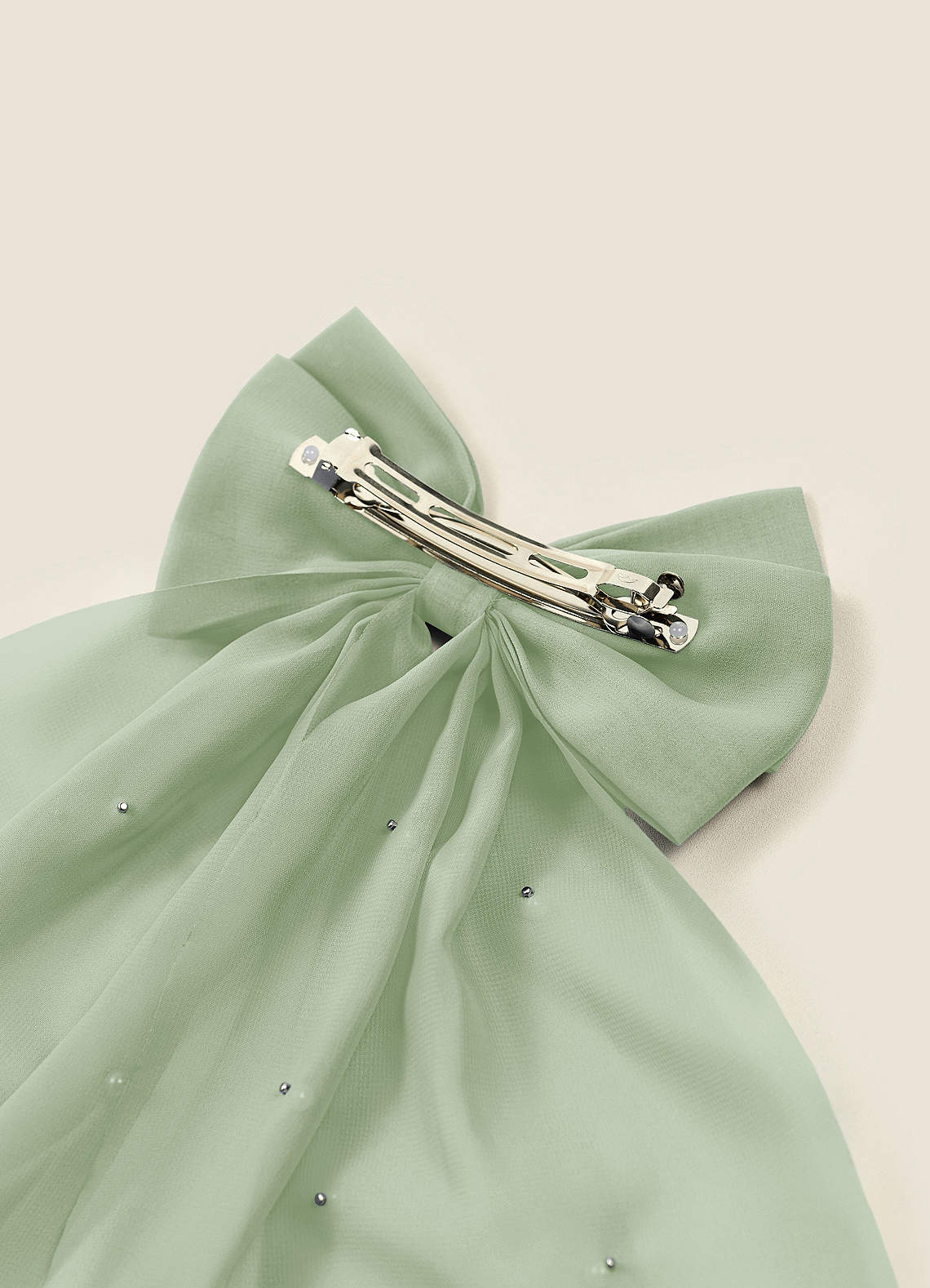 front Grampo de cabelo com laço de pérola