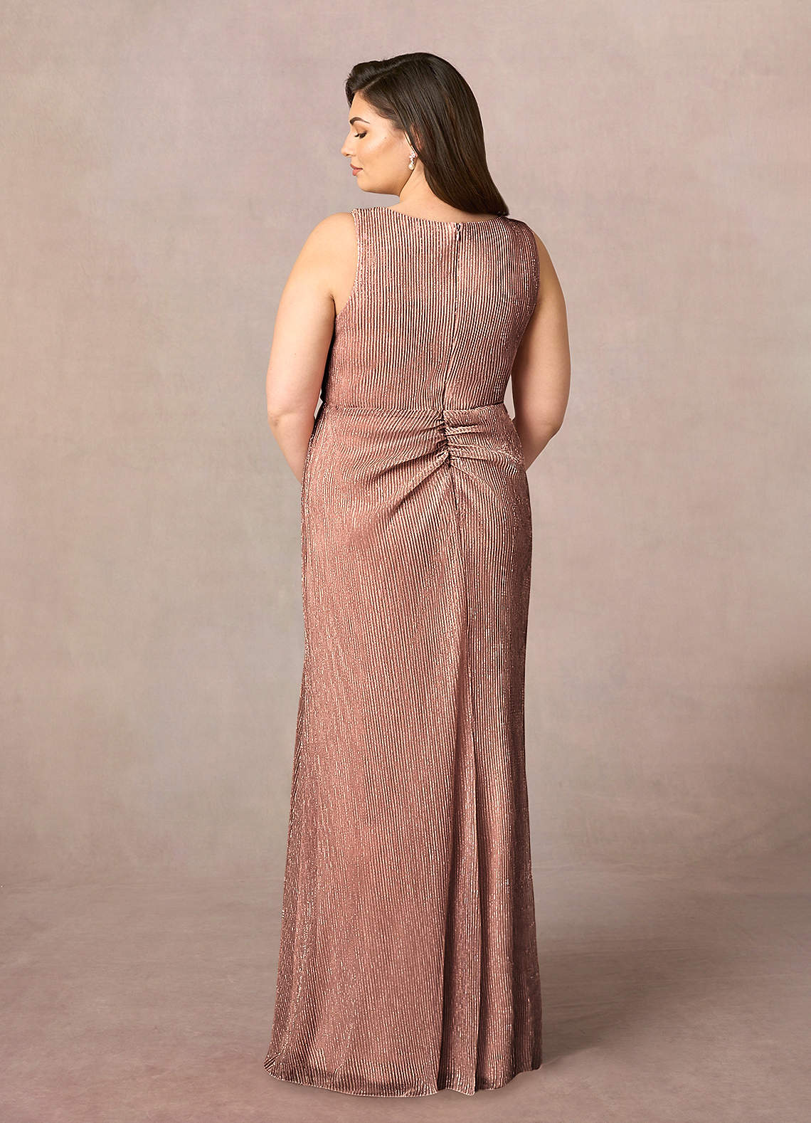 Azazie Tuscon Mère de la mariée Robes Robe Trapèze en Maille métallique Rayé Or Rose image7