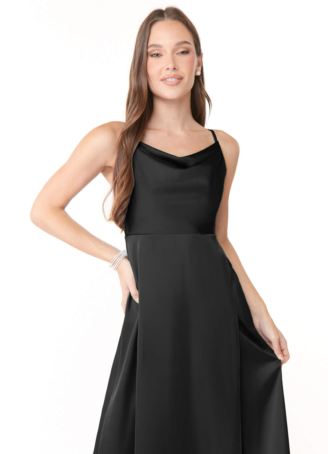 azazie naomie stretch satin dress Azazie Naomie