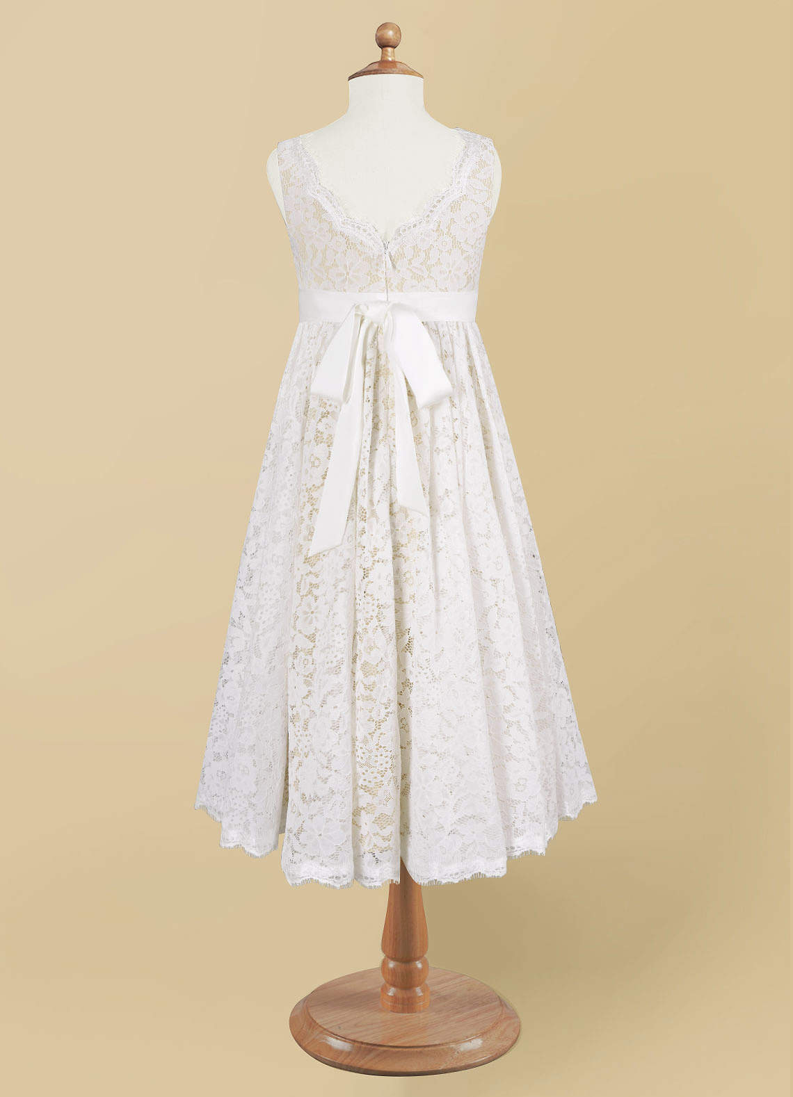 Diamond White/Champagne Azazie Mollie A-Line Lace Ankle-Length Dress