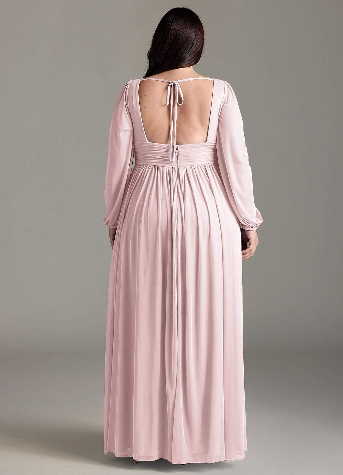 Azazie Norah Abiti da Damigella Abito A-Line in Chiffon con Maniche lunghe e Scollo a V Rosa Rossore image6