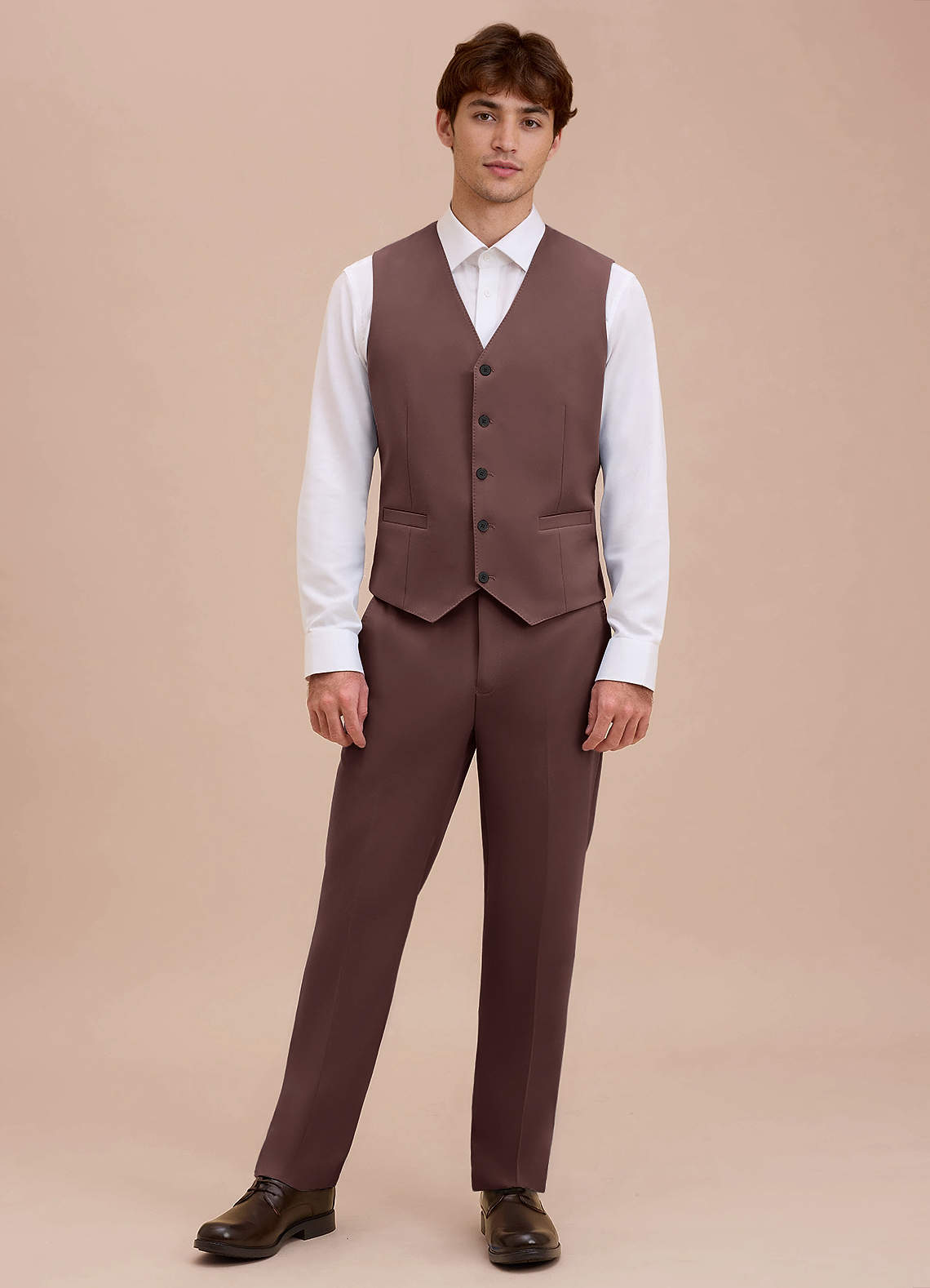 front Ethan Espresso Refined Weave Suit Vest