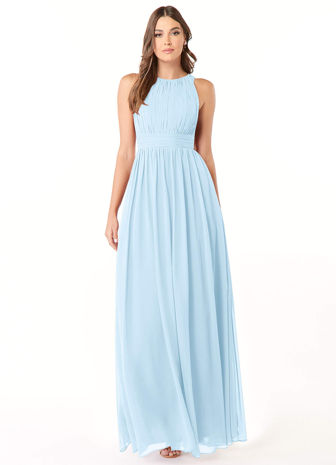 Azazie Luz Abiti da Damigella Abito A-Line in Chiffon Pizzo Azzurro image1