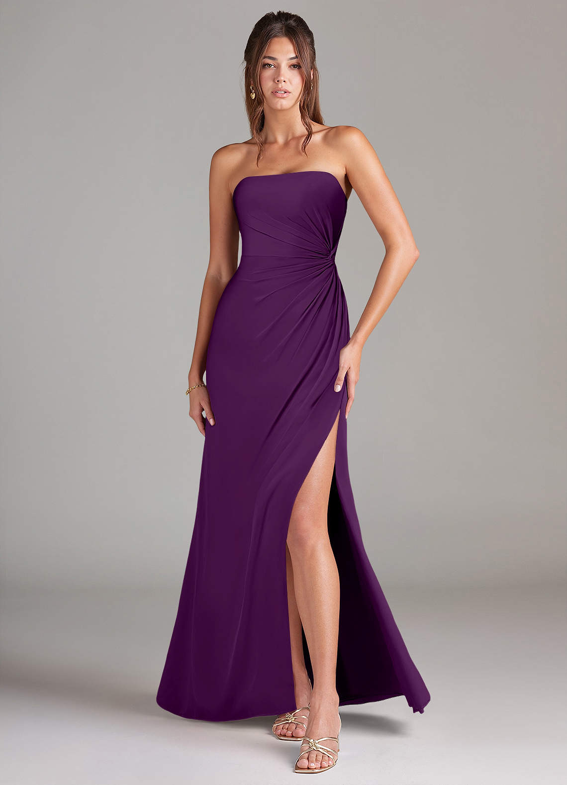 Azazie Aliani Bridesmaid Dresses Grape Sheath Strapless Chiffon Convertible Dress image1