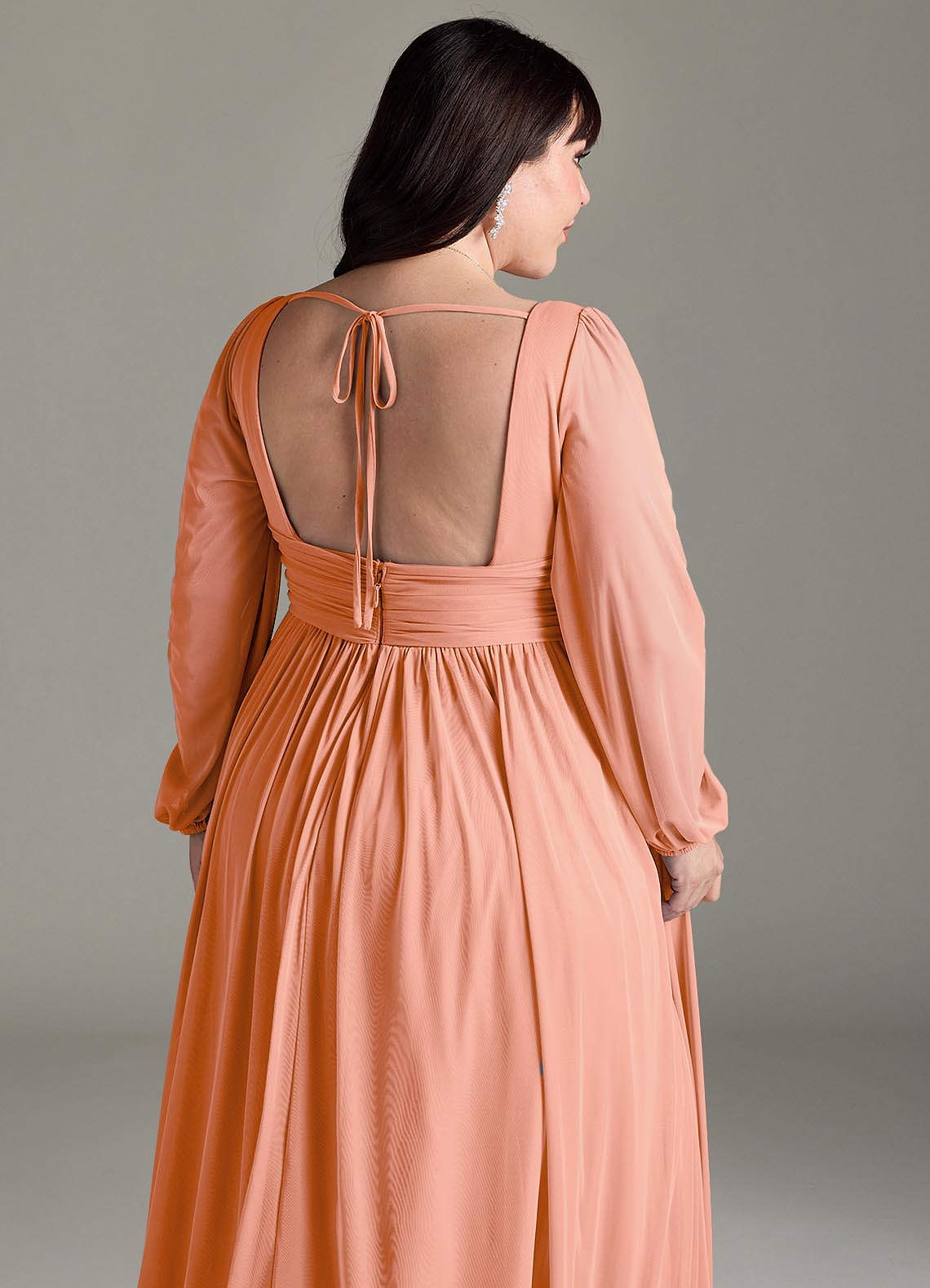 knee length dresses for ladies Women's Long Sleeve Midi Dress with Striped Sunset Colors main image 1