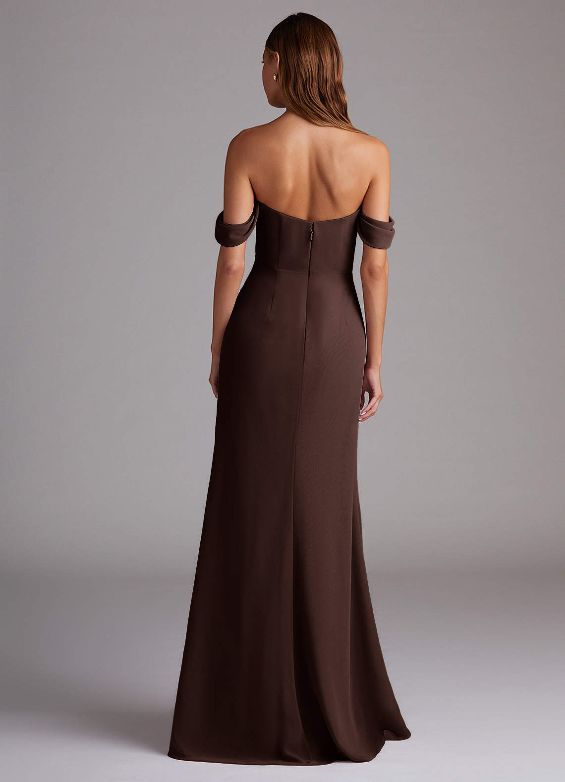 Azazie Saige Bridesmaid Dresses Ganache A-Line Off the Shoulder Chiffon Convertible Dress image6