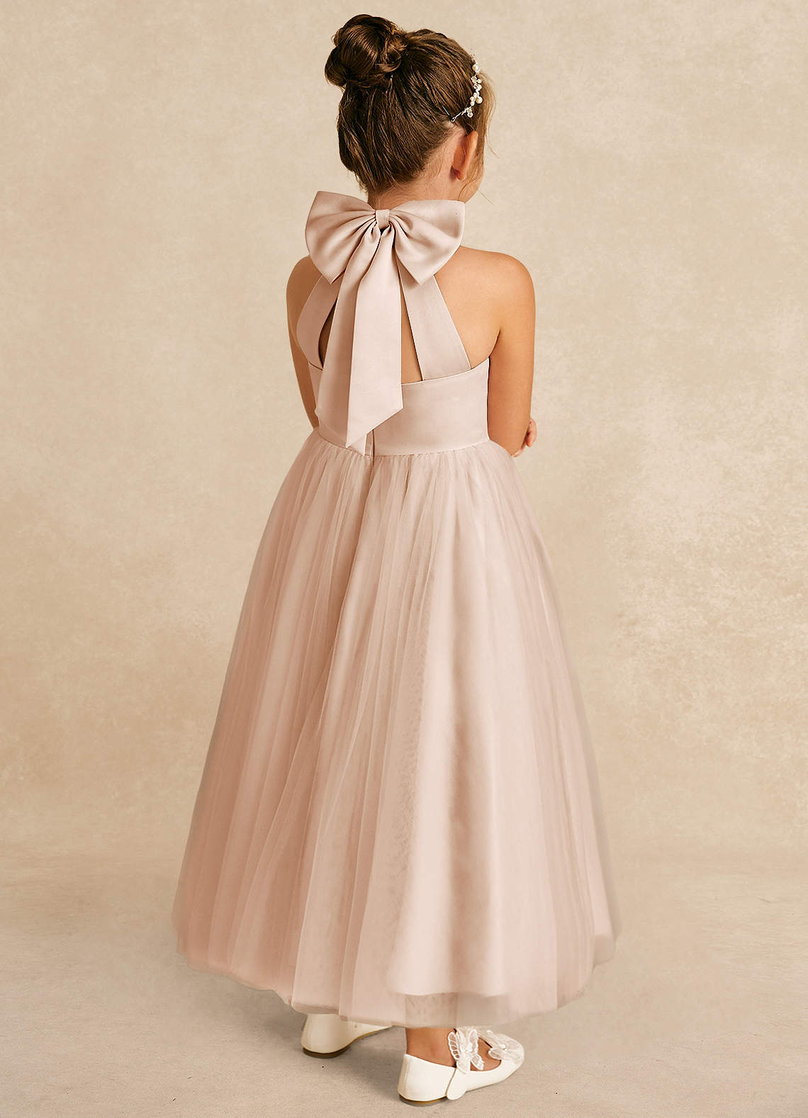 Azazie Bev Flower Girl Dresses English Rose A-Line Convertible Tulle Dress image5