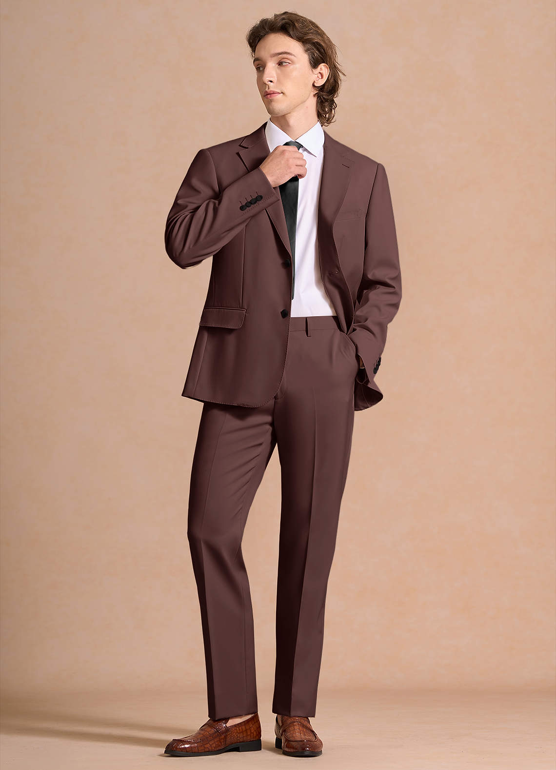 front James Espresso Structured Stretch Suit